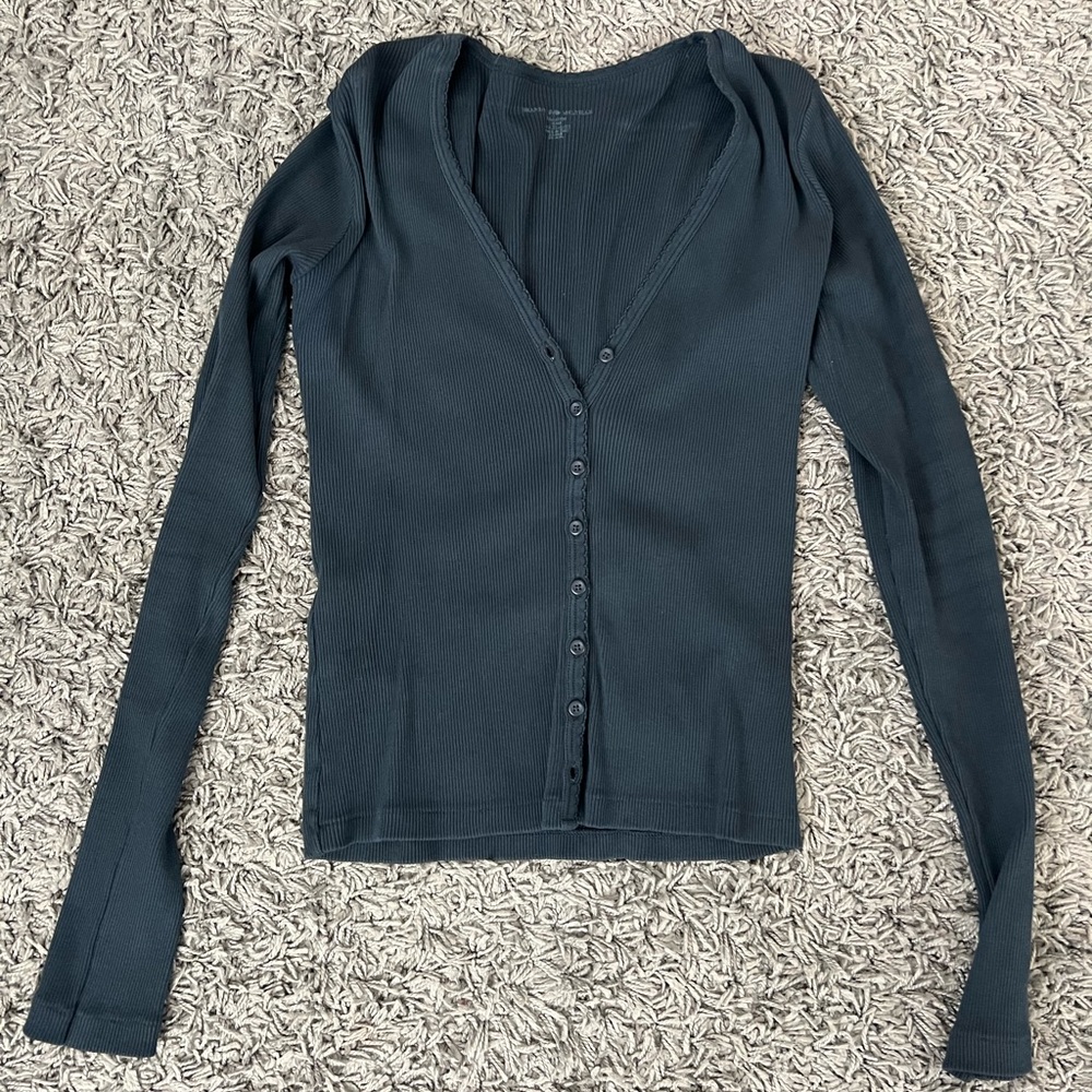 Brandy Melville Dark Blue Button-Up Top